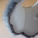 Finition intérieure d'abat-jour pagode en tissu tendu de coton et finition duvet de cygne bleuté | Abat-jour sur mesure Jade Création