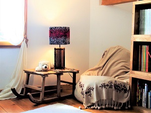 Lampe-design-chalet-montagne-vieux bois-laine-graphique-Jade création